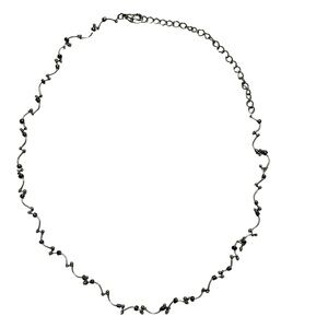 Delicate Silver Floating Gunmetal Seed Beads Flexible Choker Chain Necklace